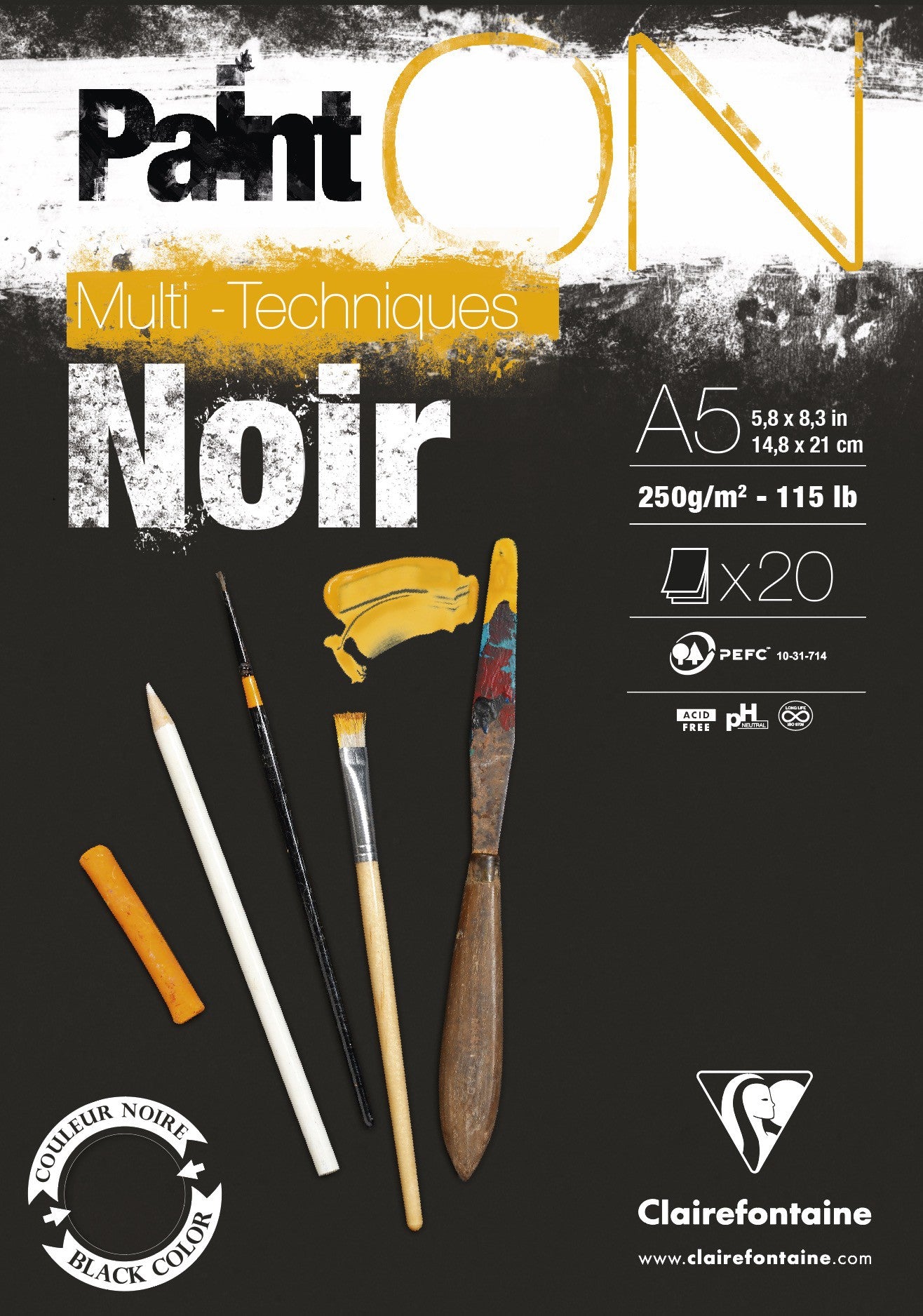 Bloc Paint’On noir 250 g/m² — Clairefontaine