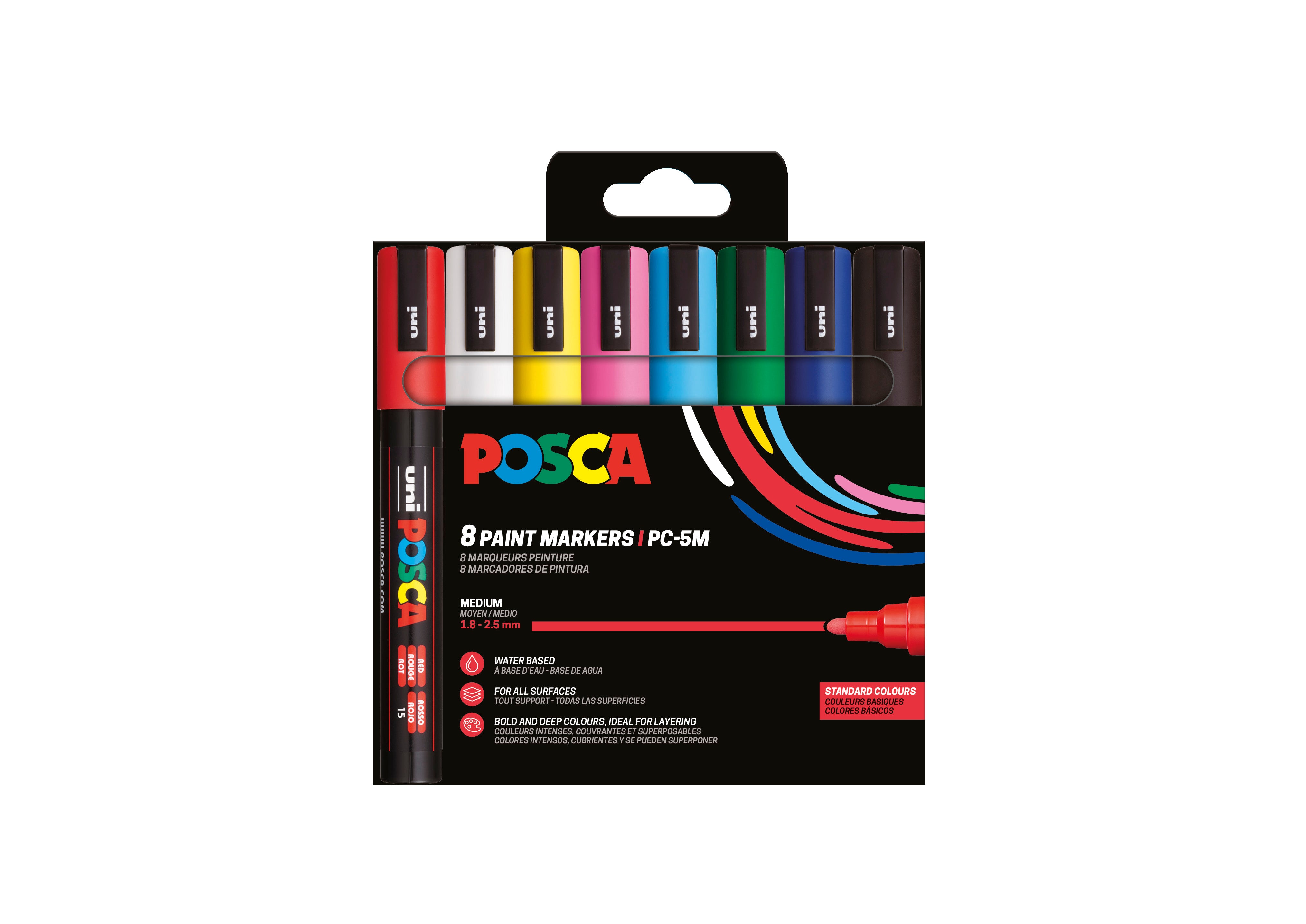 Assortiment POSCA PC-5M — 8 couleurs classiques